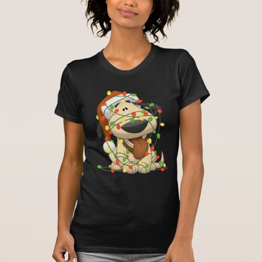 kerstlampjes Funny Puppy Dog T-shirt (Voorkant)