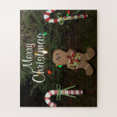 kerstlampjes Gingerbrood Man Candy Canes Legpuzzel (Verticaal)