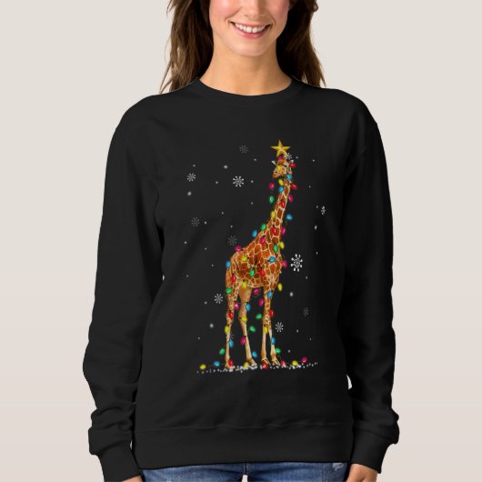 kerstlampjes Giraffe Giraffes Trui (Voorkant)