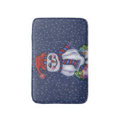 kerstlampjes glimlachen Snowman Snowflakes Badmat (Voorkant Verticaal)