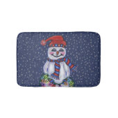 kerstlampjes glimlachen Snowman Snowflakes Badmat (Voorkant)