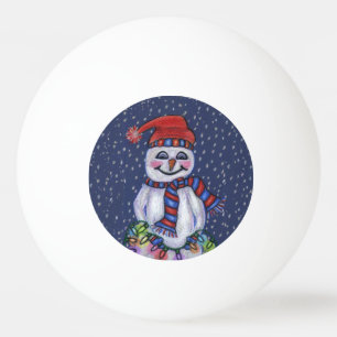 kerstlampjes glimlachen Snowman Snowflakes Pingpongbal