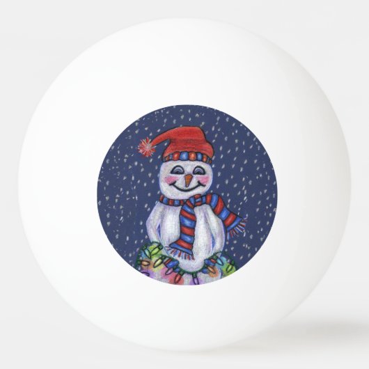 kerstlampjes glimlachen Snowman Snowflakes Pingpongbal (Voorkant)