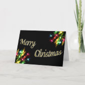 Kerstlampjes Gold Typografie Black Feestdagen Kaart (Voorkant)