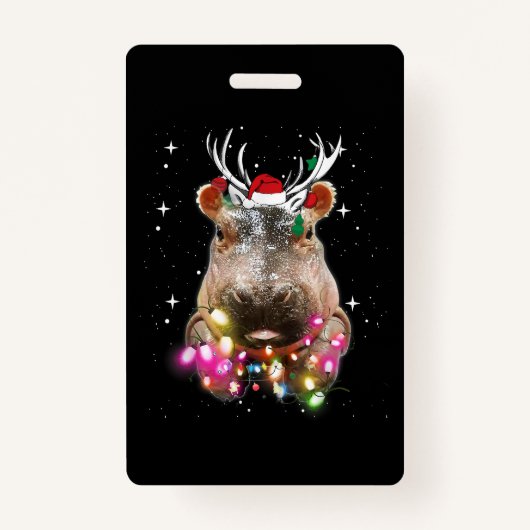 Kerstlampjes Hippo Fiona Hippopotamus Lover Badge (Voorkant)