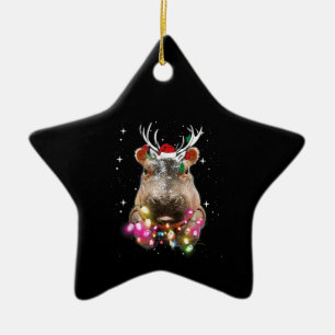 Kerstlampjes Hippo Fiona Hippopotamus Lover Keramisch Ornament