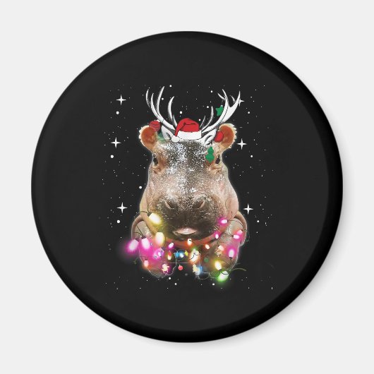 Kerstlampjes Hippo Fiona Hippopotamus Lover Magneet (Voorkant)