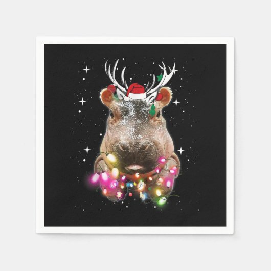 Kerstlampjes Hippo Fiona Hippopotamus Lover Servet (Voorkant)