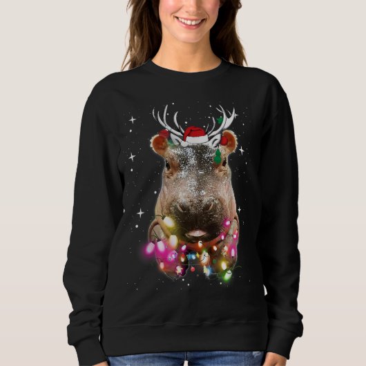 Kerstlampjes Hippo Fiona Hippopotamus Lover Trui (Voorkant)