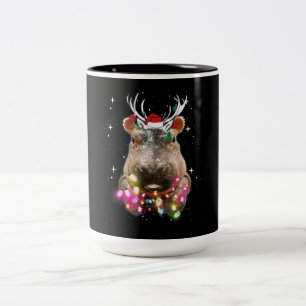 Kerstlampjes Hippo Fiona Hippopotamus Lover Tweekleurige Koffiemok