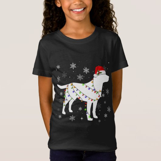 kerstlampjes Hondenliefhebber met labrador Retriev T-shirt (Voorkant)