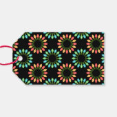 Kerstlampjes in kleurrijk cirkelpatroon cadeaulabel (Achterkant Horizontaal)