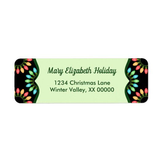 Kerstlampjes in kleurrijk cirkelpatroon etiket (Voorkant)