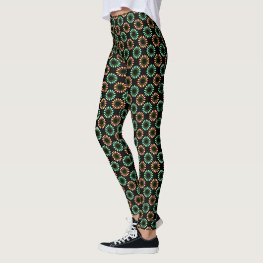 Kerstlampjes in kleurrijk cirkelpatroon leggings (Links)