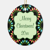 Kerstlampjes in kleurrijke cirkels keramisch ornament (Links)