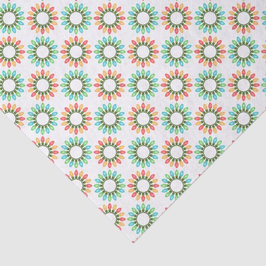 Kerstlampjes in kleurrijke cirkels tissuepapier (Detail)