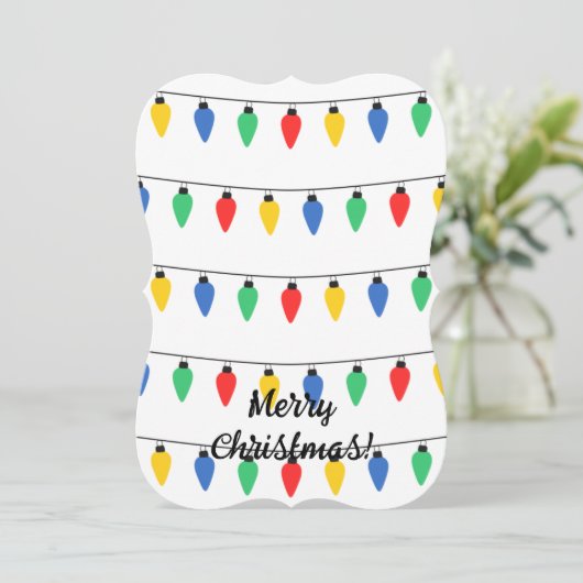 kerstlampjes kaart (Staand voorkant)