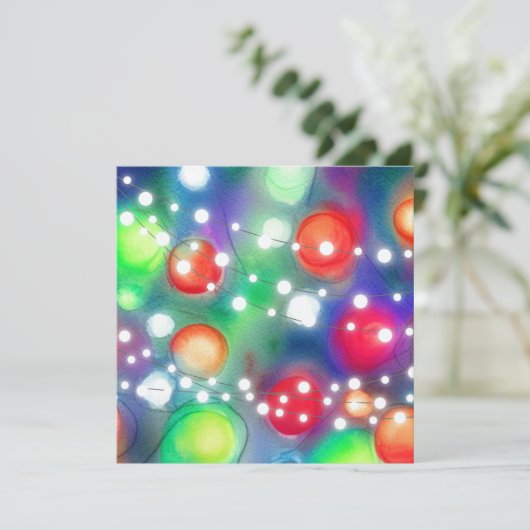 kerstlampjes kaart (Staand voorkant)