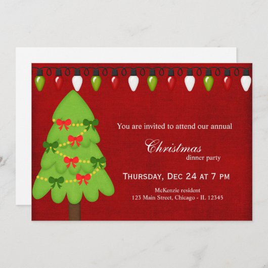 kerstlampjes kaart (Voorkant / Achterkant)