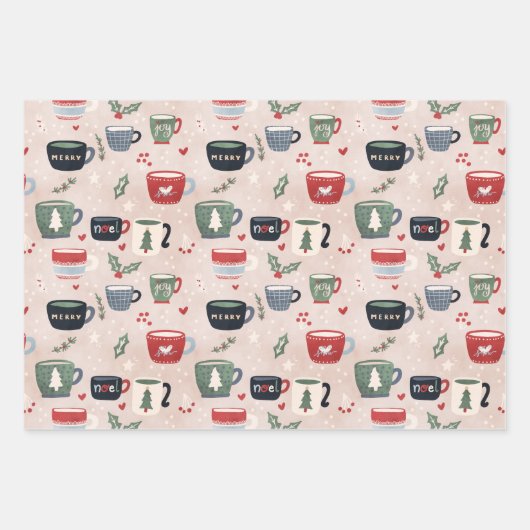 Kerstlampjes, kers en cacao inpakpapier vel (Voorkant 2)