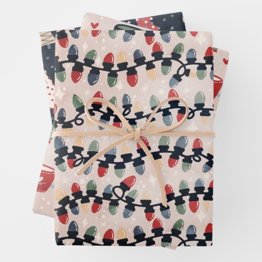 Kerstlampjes, kers en cacao inpakpapier vel (In situ)