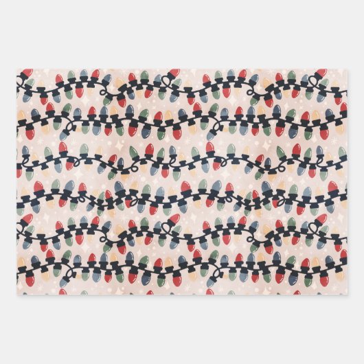 Kerstlampjes, kers en cacao inpakpapier vel (Voorkant)