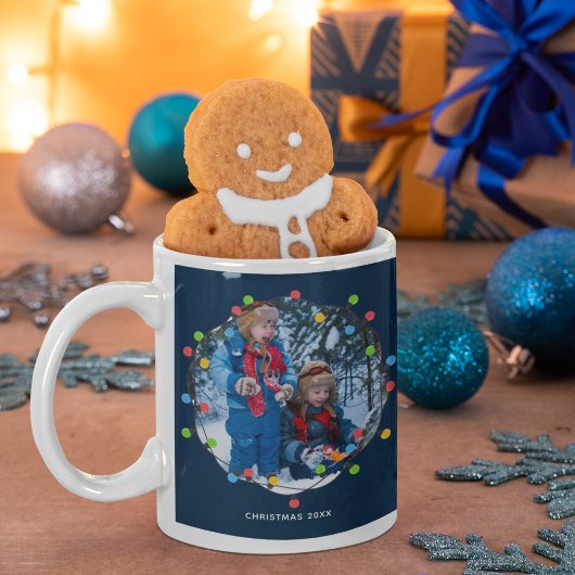 kerstlampjes Kinder foto Cute Blue Custom Cft Koffiemok