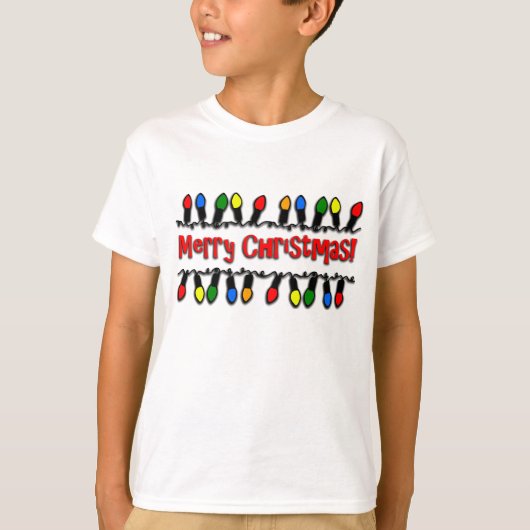 Kerstlampjes Kinderen Lange Sleeve Vakantie T-Shir T-shirt (Voorkant)