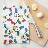 kerstlampjes kleurrijke tekenvellen theedoek (Quarter Fold)