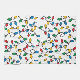 kerstlampjes kleurrijke tekenvellen theedoek