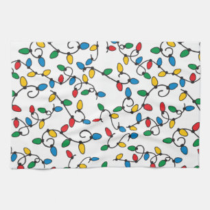 kerstlampjes kleurrijke tekenvellen theedoek