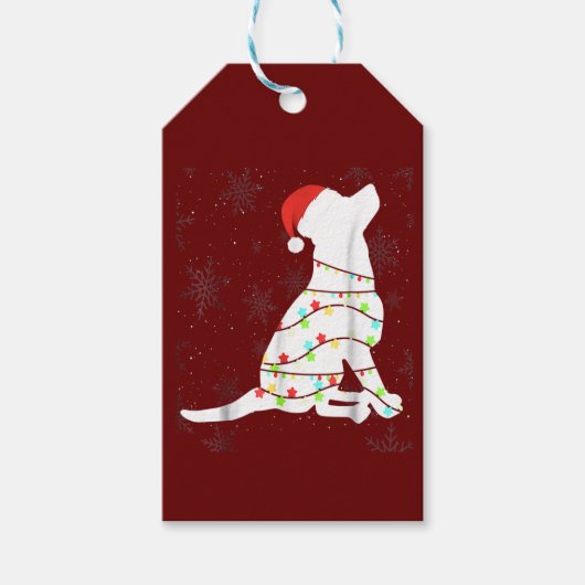 kerstlampjes Labrador Retriever Dog Cadeaulabel (Voorkant)