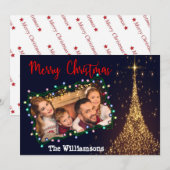 kerstlampjes Lijst goudboomfoto Feestdagenkaart (Voorkant / Achterkant)