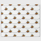 kerstlampjes met bundel bijenpatroon ompakken papi cadeaupapier (Vlak)