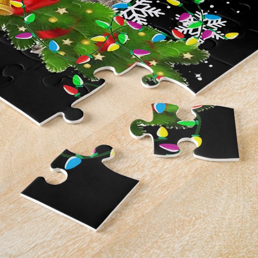 kerstlampjes met grappige kerstmis legpuzzel (Zijkant)