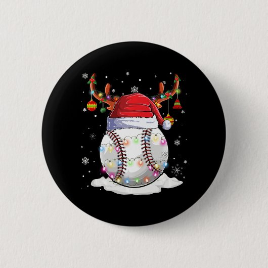 kerstlampjes met honkbal ronde button 5,7 cm (Voorkant)