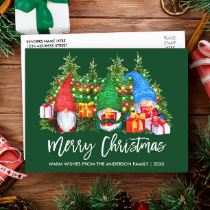 kerstlampjes met penseel Groen Briefkaart