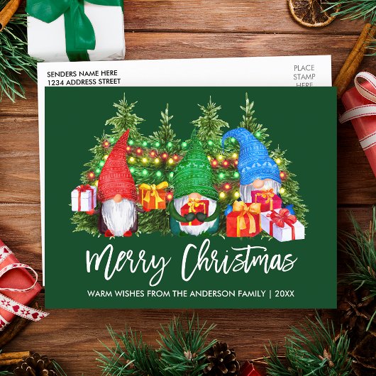 kerstlampjes met penseel Groen Briefkaart
