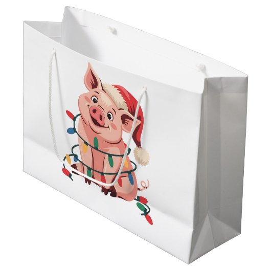 kerstlampjes met Pet met kerstmis - varkenslover Groot Cadeauzakje (Voorkant Gekanteld)