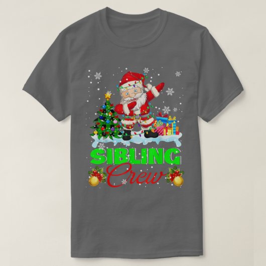 Kerstlampjes met sibling-bemanningsleden die kerst t-shirt (Design voorkant)