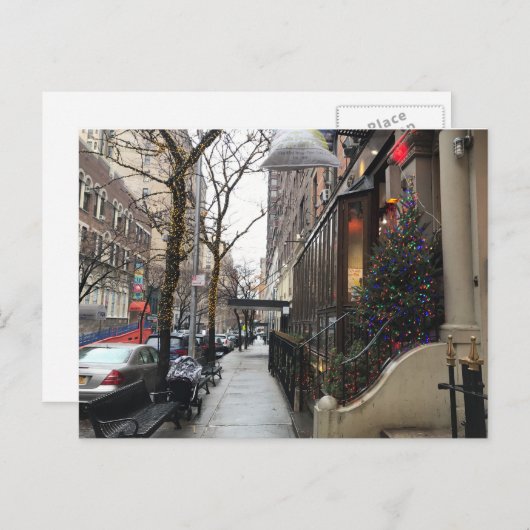 Kerstlampjes NYC Upper West Side Photography Feestdagenkaart (Voorkant / Achterkant)