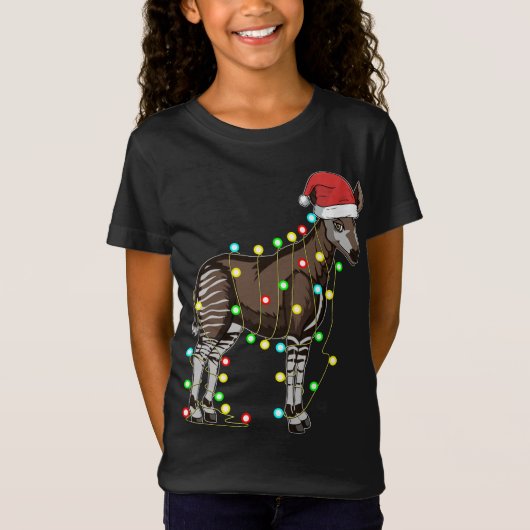 Kerstlampjes Okapi Lover Funny Xmas Holiday Gi T-shirt (Voorkant)