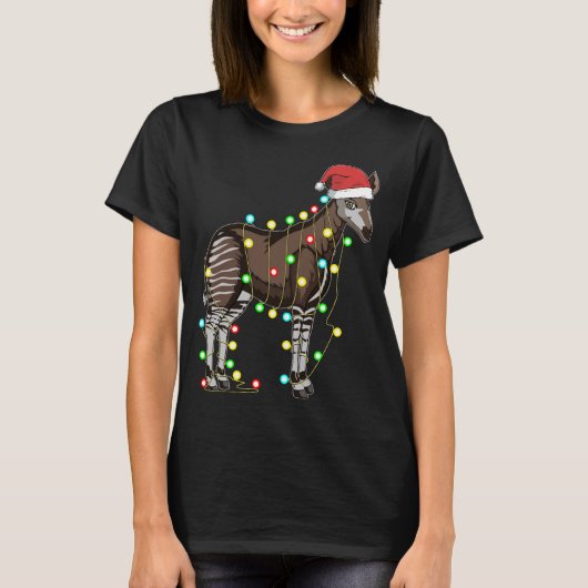 Kerstlampjes Okapi Lover Funny Xmas Holiday Gi T-shirt (Voorkant)