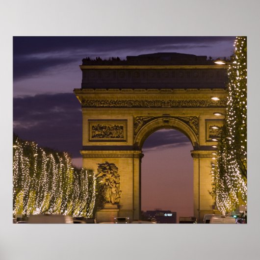 Kerstlampjes op de Champs Elysées Poster (Voorkant)