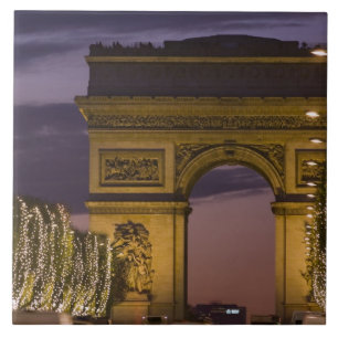 Kerstlampjes op de Champs Elysées Tegeltje