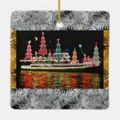 kerstlampjes op een kerstversiering keramisch ornament (Achterkant)