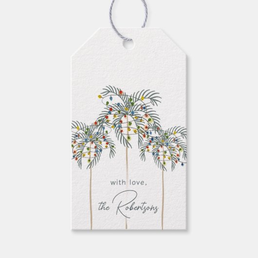 kerstlampjes op palmbomen, aangepaste cadeautjes L Cadeaulabel (Voorkant)