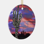 Kerstlampjes op woestijn Saguaro Cactus Keramisch Ornament (Rechts)