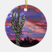 Kerstlampjes op woestijn Saguaro Cactus Keramisch Ornament (Voorkant)