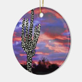 Kerstlampjes op woestijn Saguaro Cactus Keramisch Ornament (Links)